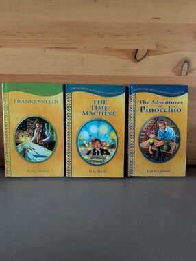 3 Modern Publishing, Frankenstein, Time Machine & The Adventures of Pinocchio.